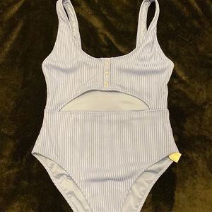 Brand new light blue button one piece swimsuit